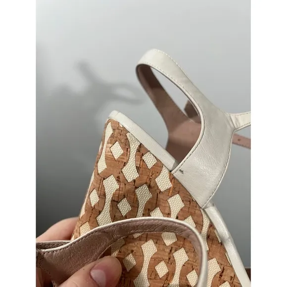 Anthropologie Arden Cork Platform Sandals size 10 in White Leather