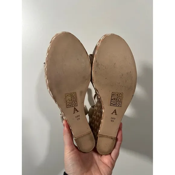 Anthropologie Arden Cork Platform Sandals size 10 in White Leather