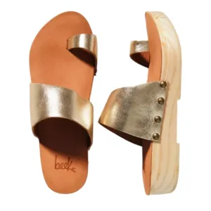 Anthropologie Beek Tattler Slide Clog Sandal Gold Perfect Cond Size 9