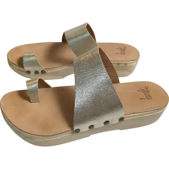 Anthropologie Beek Tattler Slide Clog Sandal Gold Perfect Cond Size 9