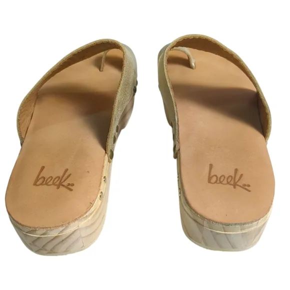 Anthropologie Beek Tattler Slide Clog Sandal Gold Perfect Cond Size 9