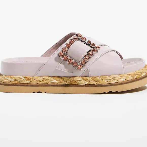 Anthropologie Bruno Premi Cross-Strap Jeweled Platform Sandals