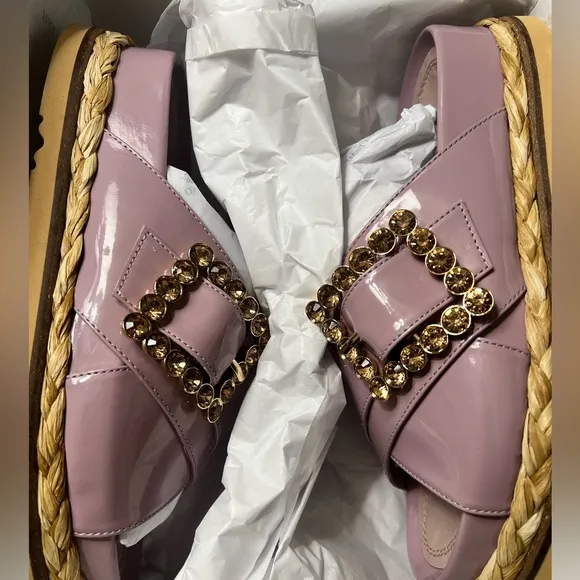 Anthropologie Bruno Premi Cross-Strap Jeweled Platform Sandals