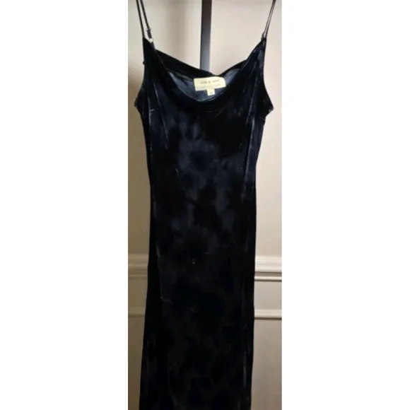 Anthropologie Cloth &amp; Stone Womens M Verna Midi Dress Blue Tie Dye Velvet Witchy