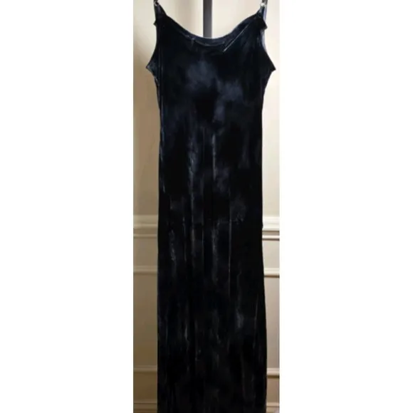 Anthropologie Cloth &amp; Stone Womens M Verna Midi Dress Blue Tie Dye Velvet Witchy