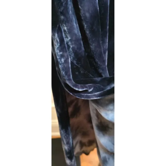 Anthropologie Cloth &amp; Stone Womens M Verna Midi Dress Blue Tie Dye Velvet Witchy