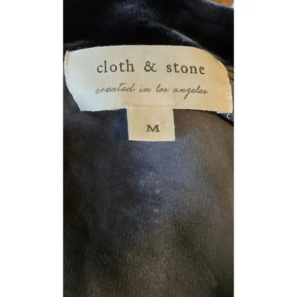Anthropologie Cloth &amp; Stone Womens M Verna Midi Dress Blue Tie Dye Velvet Witchy