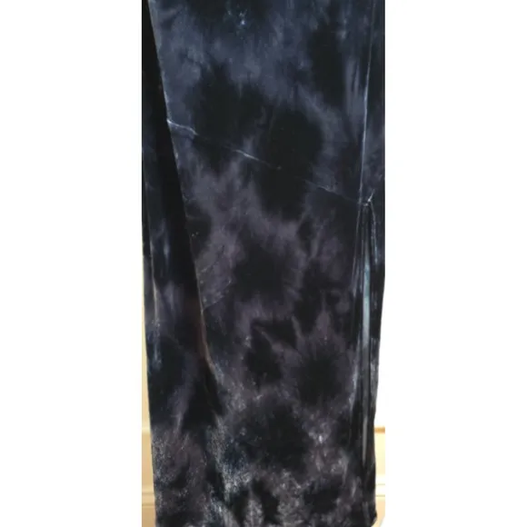 Anthropologie Cloth &amp; Stone Womens M Verna Midi Dress Blue Tie Dye Velvet Witchy