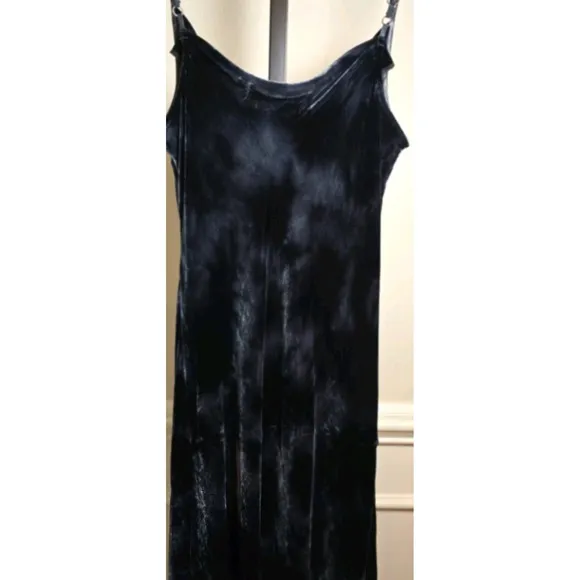 Anthropologie Cloth &amp; Stone Womens M Verna Midi Dress Blue Tie Dye Velvet Witchy