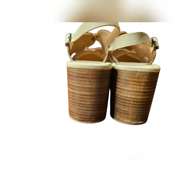 Anthropologie  Cream Platform Leather Sandals Size 39/8.5