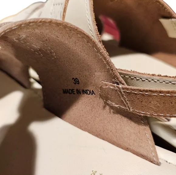 Anthropologie  Cream Platform Leather Sandals Size 39/8.5