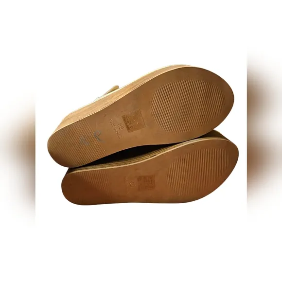 Anthropologie  Cream Platform Leather Sandals Size 39/8.5