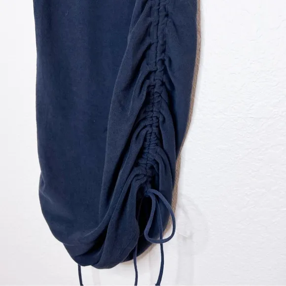 Anthropologie Daily Practice Strappy Terry Mini Dress Ruched Sides Navy size XSP