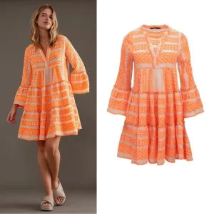 Anthropologie Devotion Twins Ella Dress in Neon Orange XS