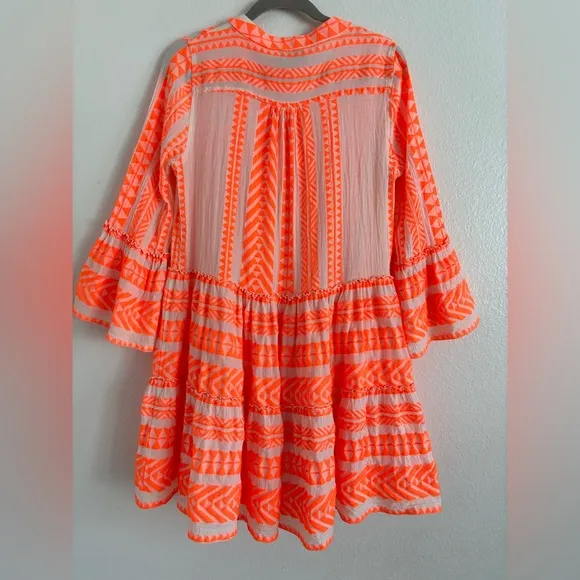Anthropologie Devotion Twins Ella Dress in Neon Orange XS