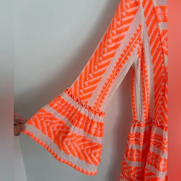 Anthropologie Devotion Twins Ella Dress in Neon Orange XS