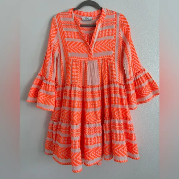 Anthropologie Devotion Twins Ella Dress in Neon Orange XS