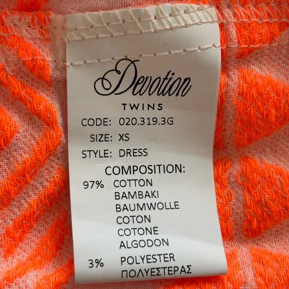 Anthropologie Devotion Twins Ella Dress in Neon Orange XS