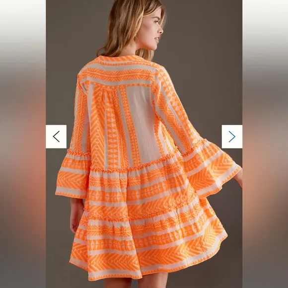 Anthropologie Devotion Twins Ella Dress in Neon Orange XS