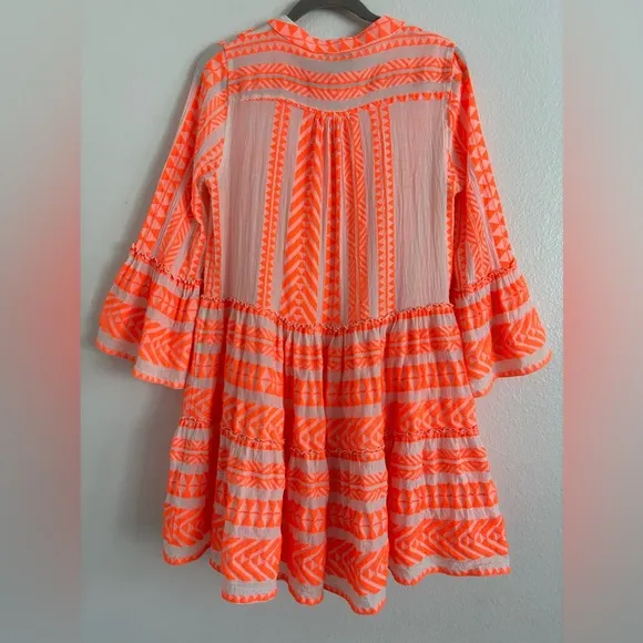 Anthropologie Devotion Twins Ella Dress in Neon Orange XS