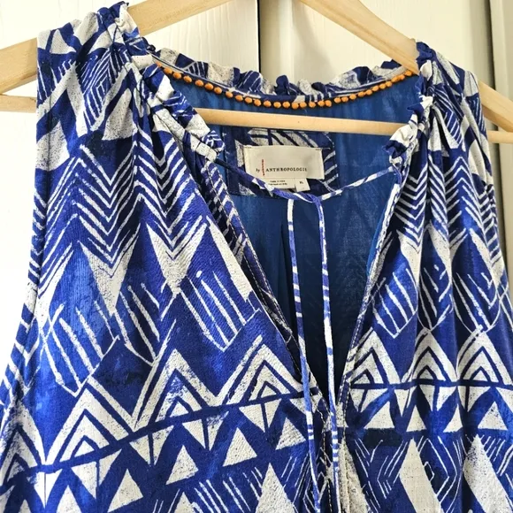 Anthropologie Diaz Tiered Maxi Dress Rare XL Boho Cotton Maxi w/ Pockets Coastal