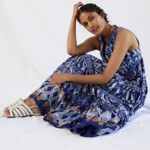 Anthropologie Diaz Tiered Maxi Dress Rare XL Boho Cotton Maxi w/ Pockets Coastal