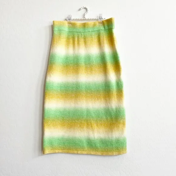 ANTHROPOLOGIE DOLAN Ombre Knit Midi Skirt Green Yellow Size/ Small