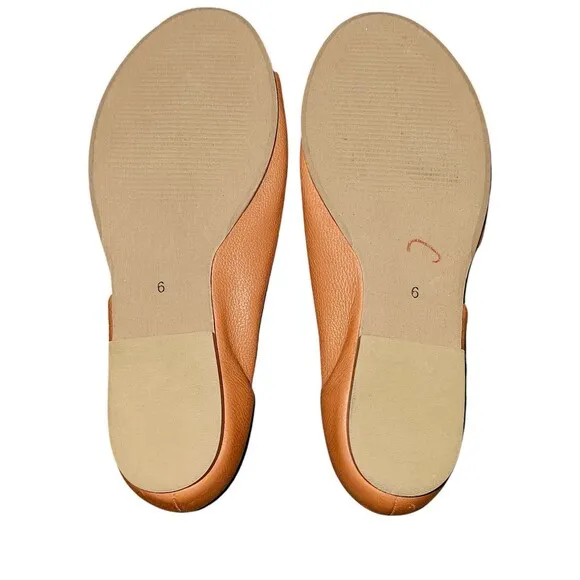 Anthropologie D'orsay Open Toe Sandal Leather Flats US 6 Rust Orange Souvenir