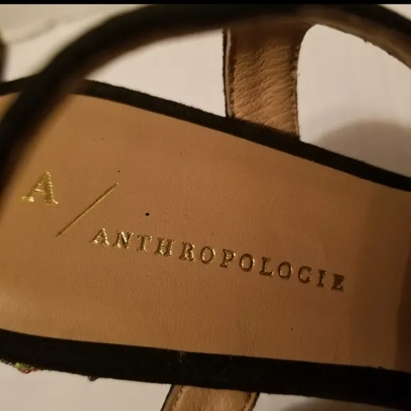 Anthropologie Floral Wedge Sandals Size 37