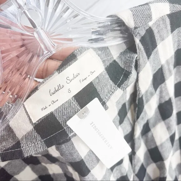 Anthropologie Isabella Sinclair Gingham Flutter Wrap Ruffle Hem Dress Size Small