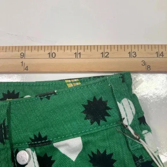 Anthropologie Jeans Green The Cigarette Heart Denim Pants NWT Maeve Size 26