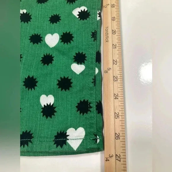 Anthropologie Jeans Green The Cigarette Heart Denim Pants NWT Maeve Size 26