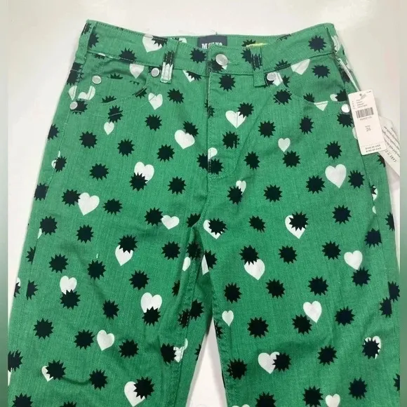 Anthropologie Jeans Green The Cigarette Heart Denim Pants NWT Maeve Size 26