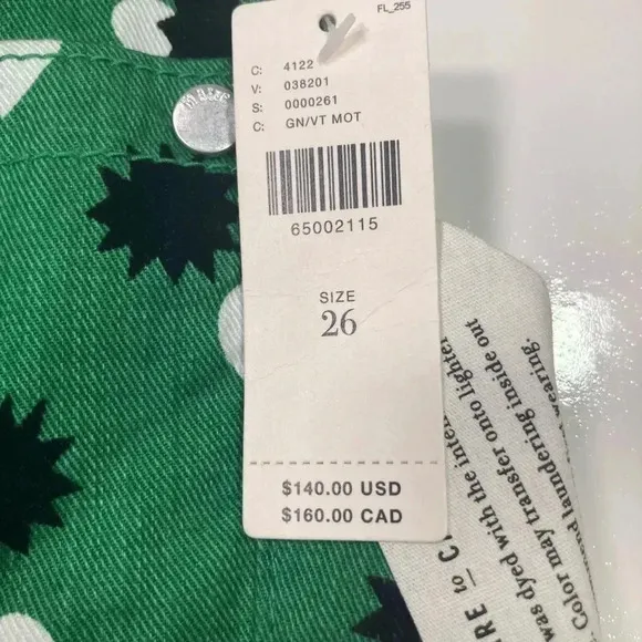 Anthropologie Jeans Green The Cigarette Heart Denim Pants NWT Maeve Size 26