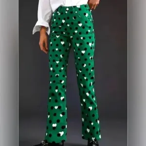 Anthropologie Jeans Green The Cigarette Heart Denim Pants NWT Maeve Size 26