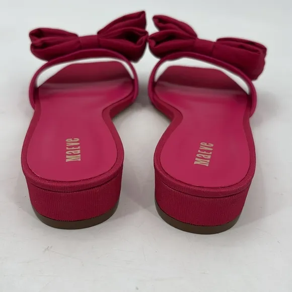 Anthropologie Maeve Bow Micro Wedge Slide Sandals in Pink - NWOT - Size 8