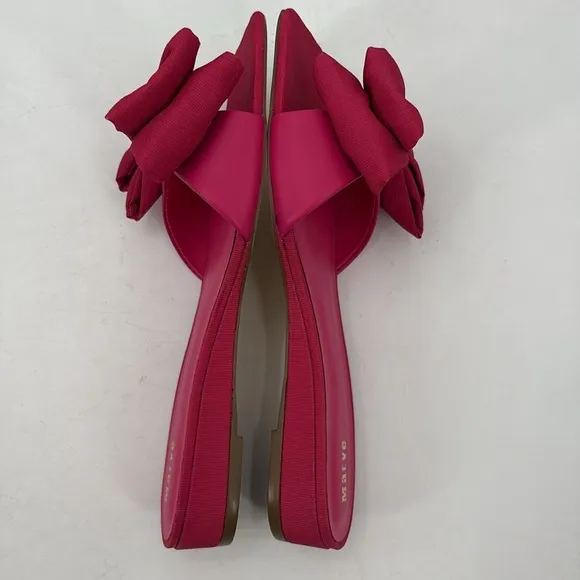 Anthropologie Maeve Bow Micro Wedge Slide Sandals in Pink - NWOT - Size 8