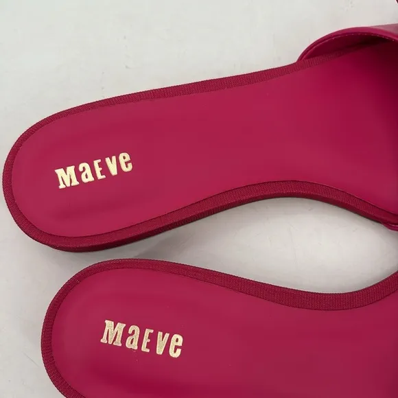 Anthropologie Maeve Bow Micro Wedge Slide Sandals in Pink - NWOT - Size 8