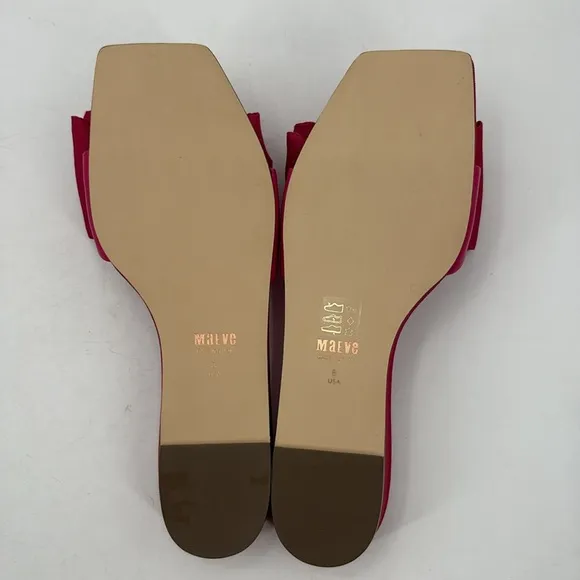 Anthropologie Maeve Bow Micro Wedge Slide Sandals in Pink - NWOT - Size 8