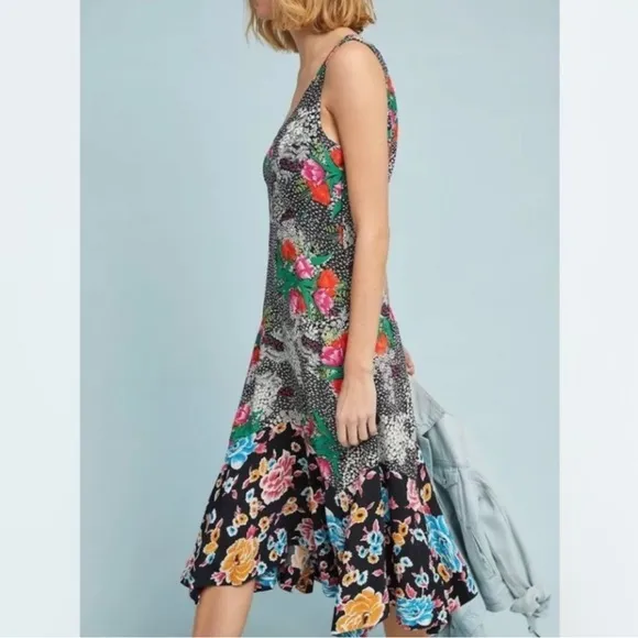 Anthropologie Maeve Violette Floral Midi Dress