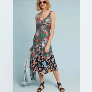 Anthropologie Maeve Violette Floral Midi Dress
