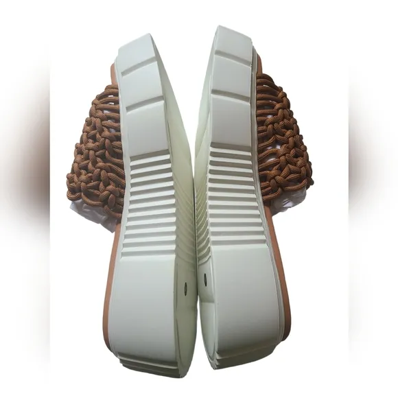 Anthropologie NIB Maeve Crochet Platform Slide Sandals Size 9