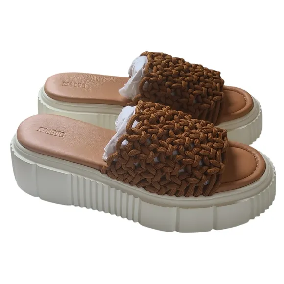 Anthropologie NIB Maeve Crochet Platform Slide Sandals Size 9
