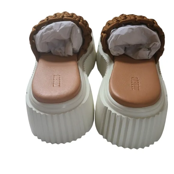 Anthropologie NIB Maeve Crochet Platform Slide Sandals Size 9