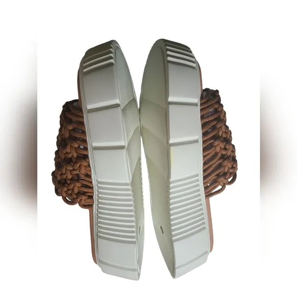 Anthropologie NIB Maeve Crochet Platform Slide Sandals Size 9