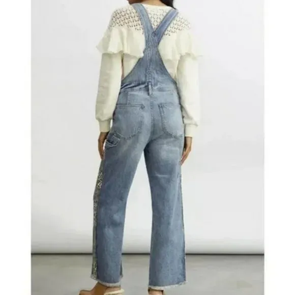 Anthropologie Pilcro 30P NWT The Lex Denim Jean Overalls Camo Animal 30 Petite