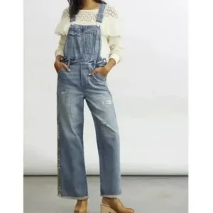 Anthropologie Pilcro 30P NWT The Lex Denim Jean Overalls Camo Animal 30 Petite