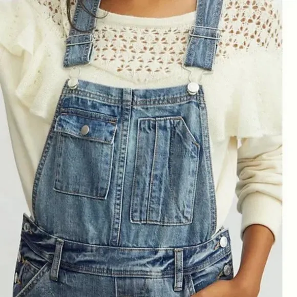 Anthropologie Pilcro 30P NWT The Lex Denim Jean Overalls Camo Animal 30 Petite