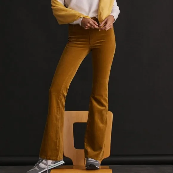 Anthropologie Pilcro 31 NWT Gold The Pull-on Icon Flare Corduroy Pants Cords