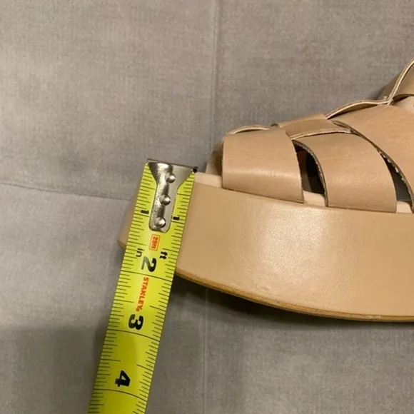 Anthropologie Pilcro Platform Fisherman Sandals Cream Tan  Leather Size 41